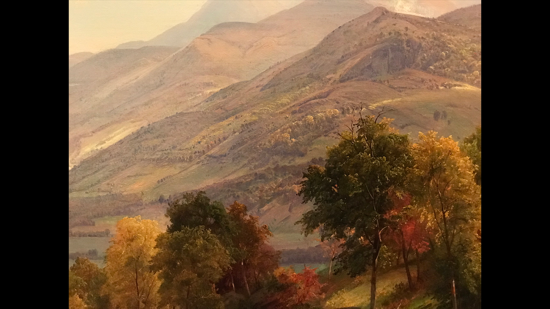 Une peinture montrant le magnifique paysage de montagne des Adirondacks.