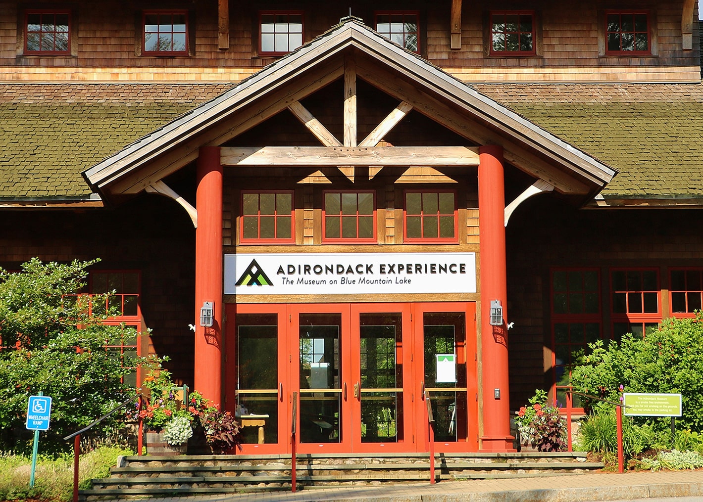 An image of the front entrance to the Adirondack Experience.