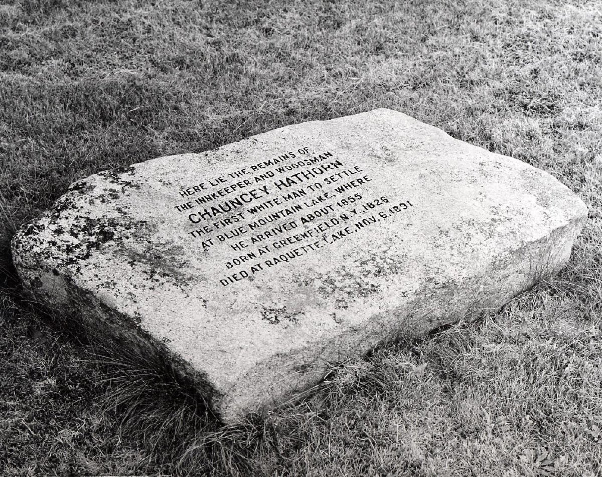 The grave marker of Chauncey Hathorn.